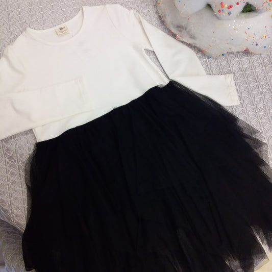 Ivory and Black Tulle Dress