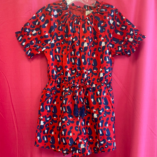 Red Animal Print Romper